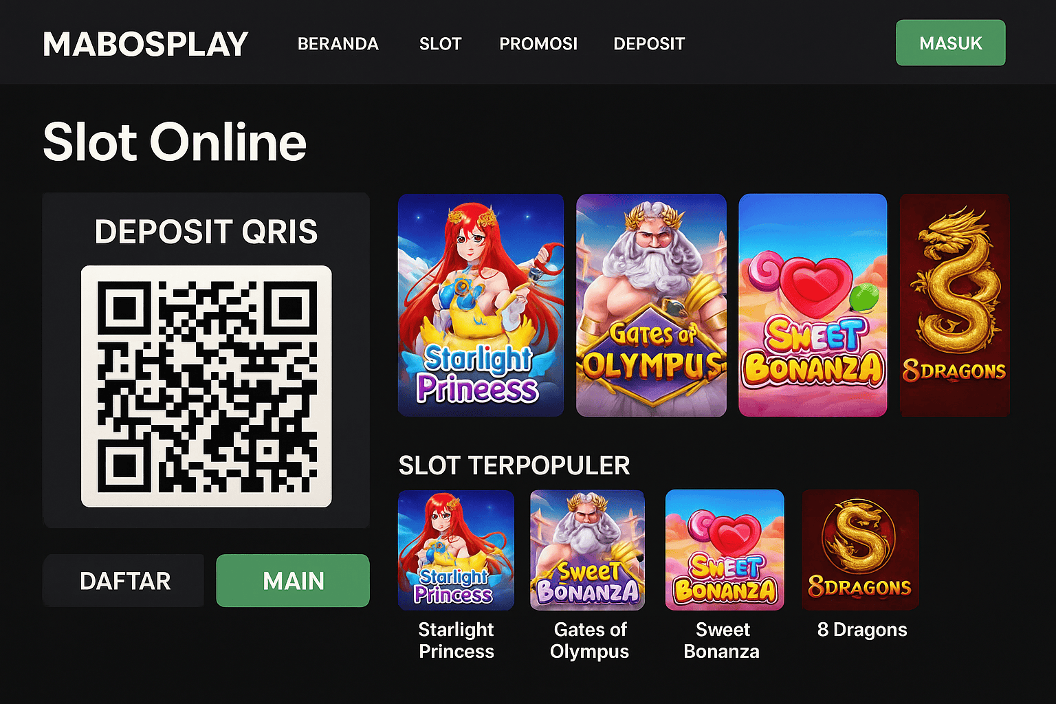 Mabosplay – Platform Slot Online Modern dengan Deposit QRIS